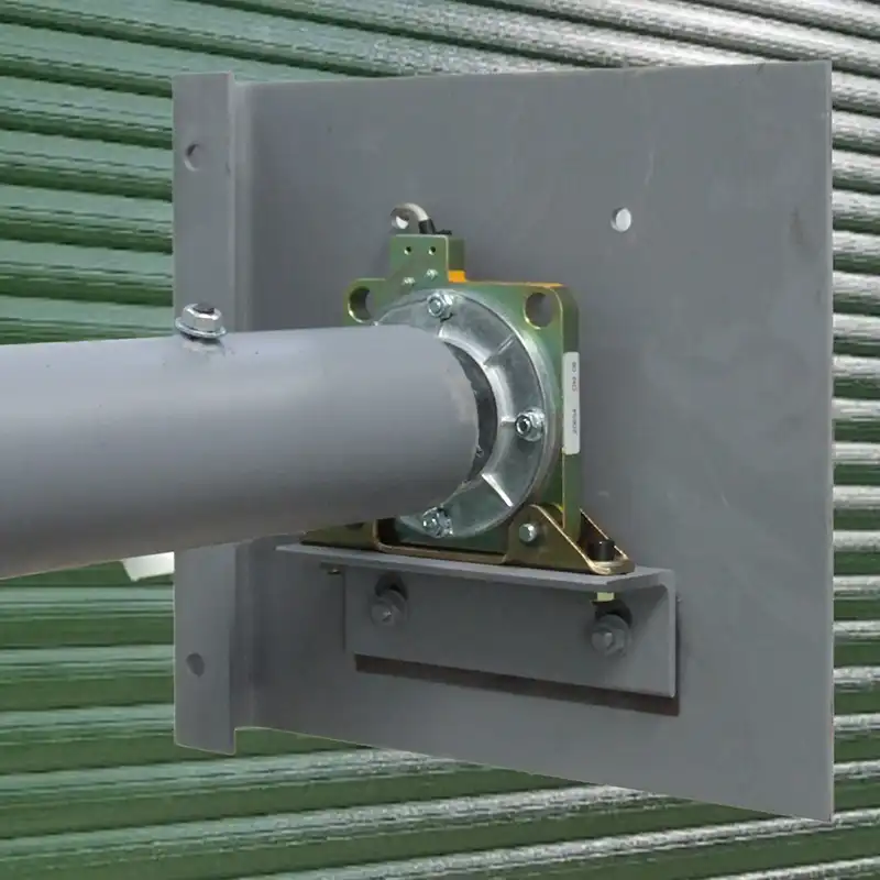 Detail of endplate with tested safety break on a roller shutter door