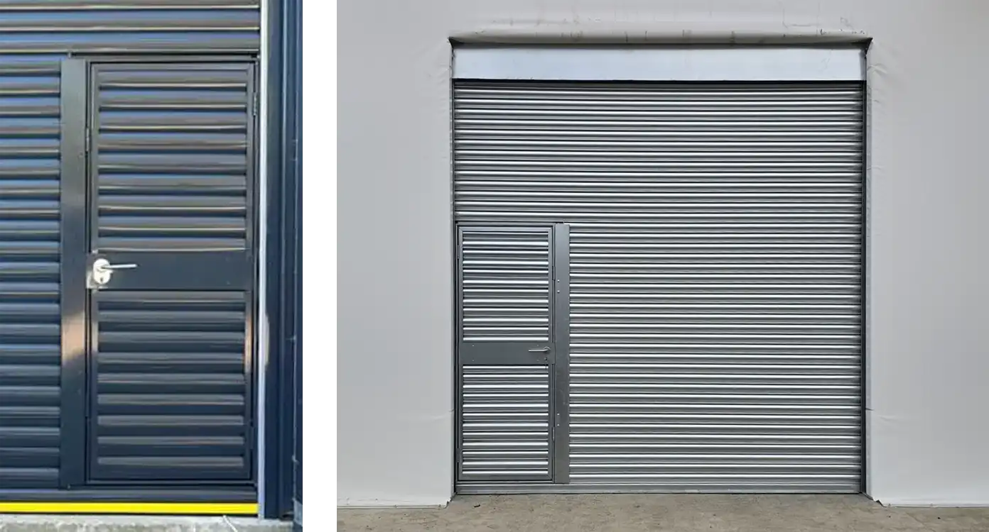 Priory Wicket Gates Detail & Full Roller Shutter Door Universally Handed