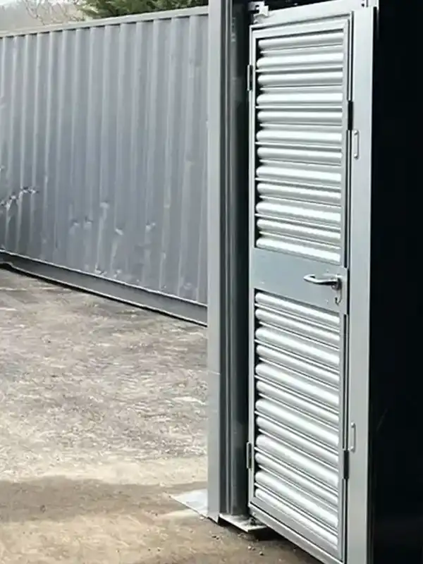 Titan Industrial Steel Roller Shutter Door with Wicket Gate Open Detail
